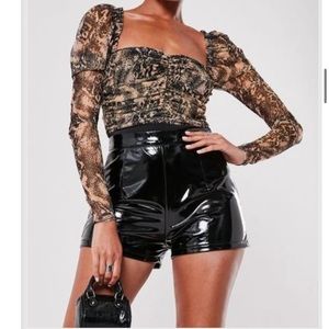 Missguided Snake Print Ruched Bodysuit